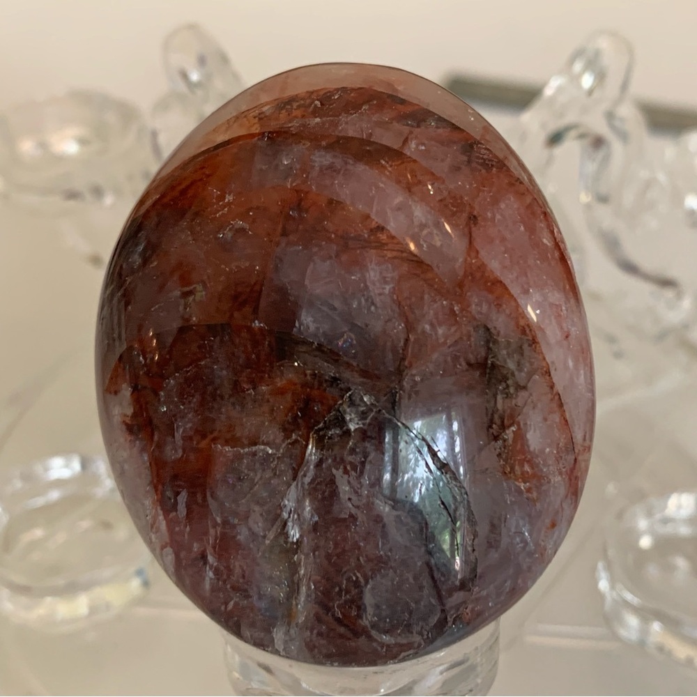 Red Fire Quartz Hematoid Crystal Tumbled Large Stone Chakra Healing Grids 2.4"
